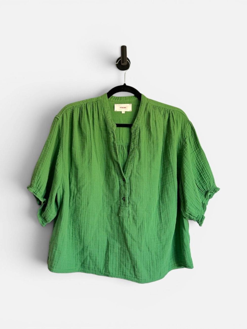 Xirena - Green Cotton Gauze Henley Top